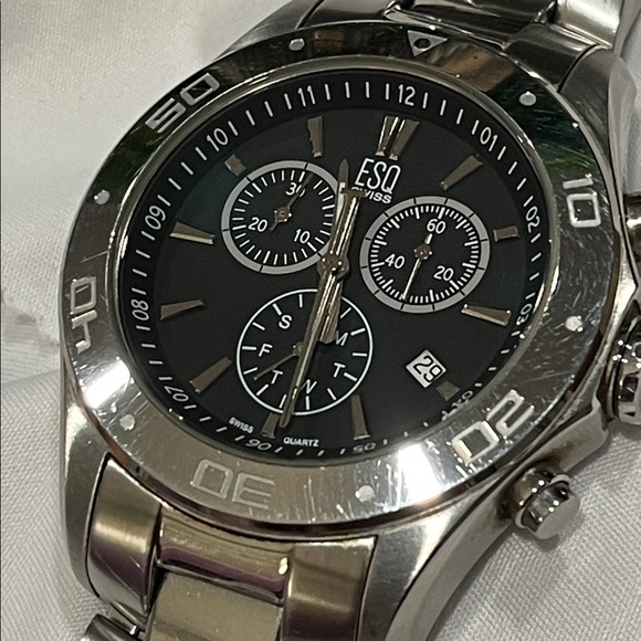 ESQ Men's Silver and Black Chronograph Watch - Picture 8 of 10